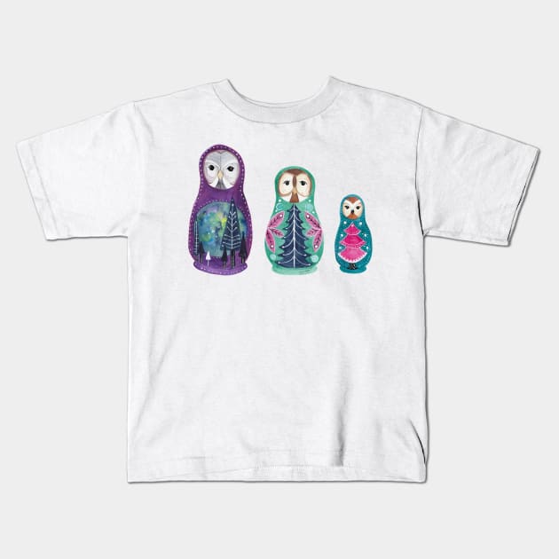 Owl Nesting Dolls - Set 2 Kids T-Shirt by Peleegirl